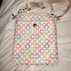 Coach Signature Crossbody Bag, White and Patterned